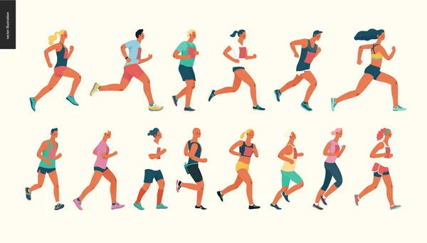 Grupo de carrera maratón — Archivo Imágenes Vectoriales