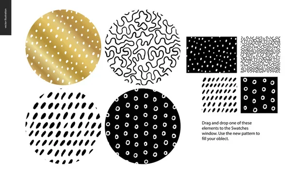 Hand drawn Patterns - rounded — Stock Vector