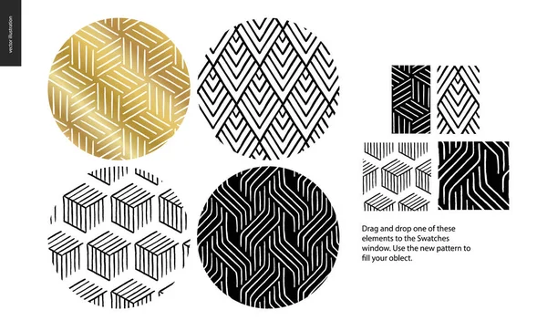 Hand drawn Patterns - rounded — Stock Vector