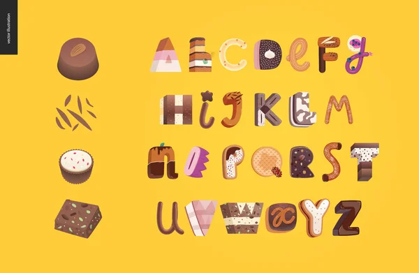 Dessert verleiding lettertype — Stockvector