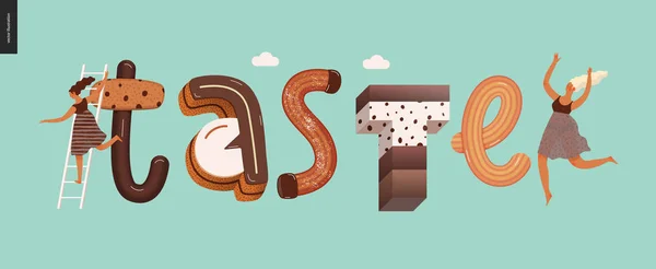 Dessert verleiding lettertype — Stockvector