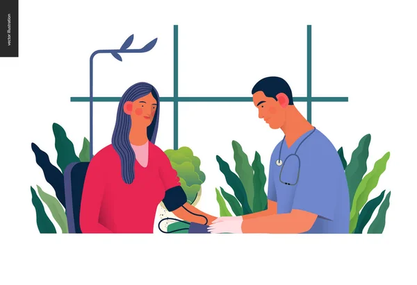 Illustrazione dei test medici - test della pressione sanguigna — Vettoriale Stock