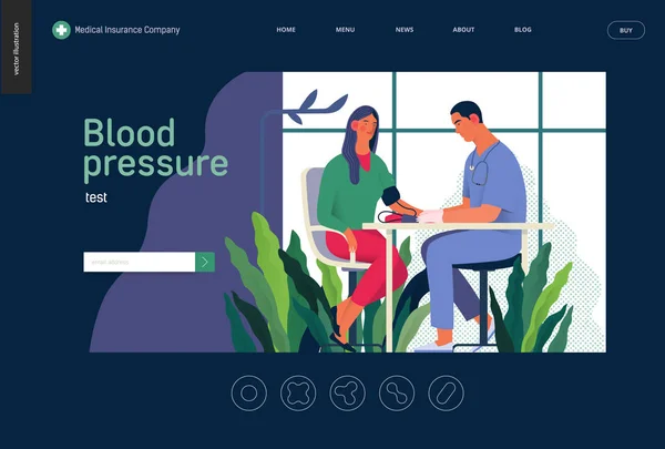 Modelo de exames médicos - teste de pressão arterial —  Vetores de Stock