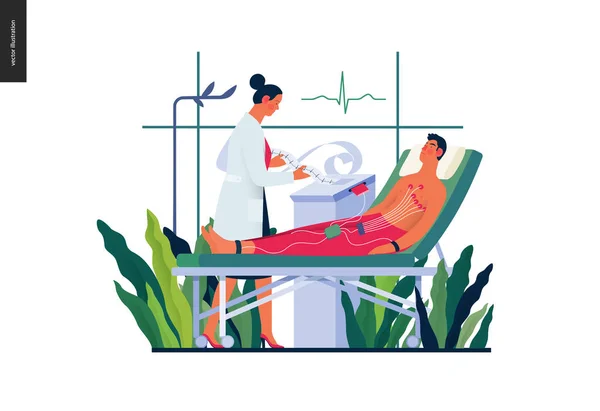 Modelo de exames médicos - eletrocardiografia — Vetor de Stock