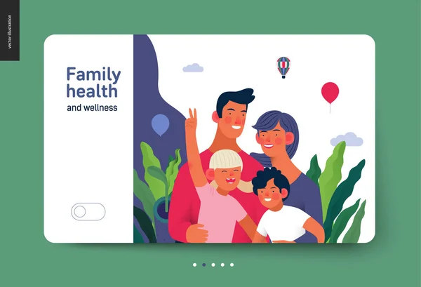 Шаблон медицинской страховки - здоровье и здоровье семьи — стоковый вектор