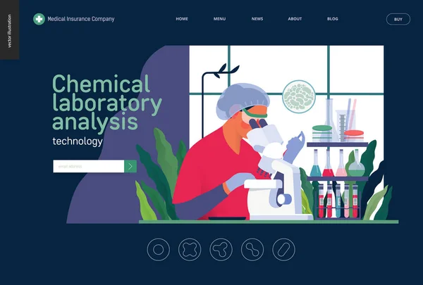 Modelo de testes médicos - análise laboratorial química —  Vetores de Stock