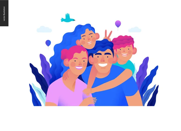 Plantilla de seguro médico - una familia feliz — Vector de stock