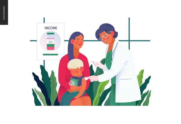 Egészségbiztosítási sablon-gyermekkori immunizálás — Stock Vector