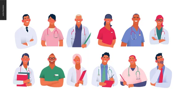 Modèle d'assurance médicale meilleurs médecins — Image vectorielle