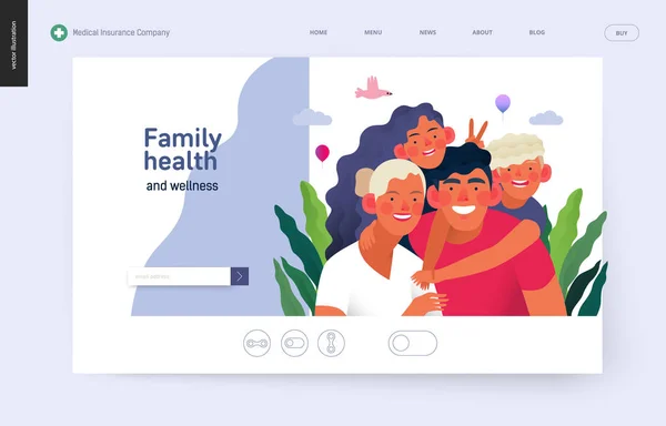 Vorlage für die Krankenversicherung - Familiengesundheit und Wellness — Stockvektor