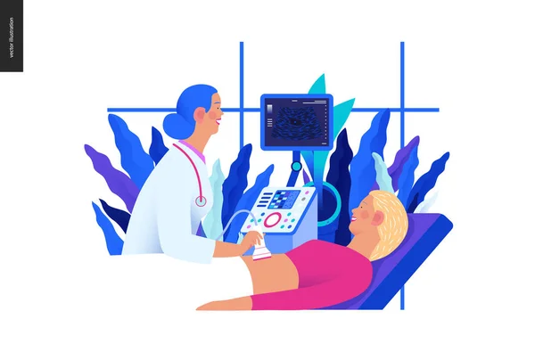 Ιατρικές δοκιμές μπλε εικονογράφηση-ultrosound — Διανυσματικό Αρχείο