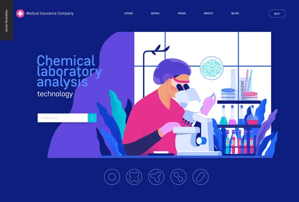 Medische tests blauwe sjabloon-chemische laboratoriumanalyse — Stockvector