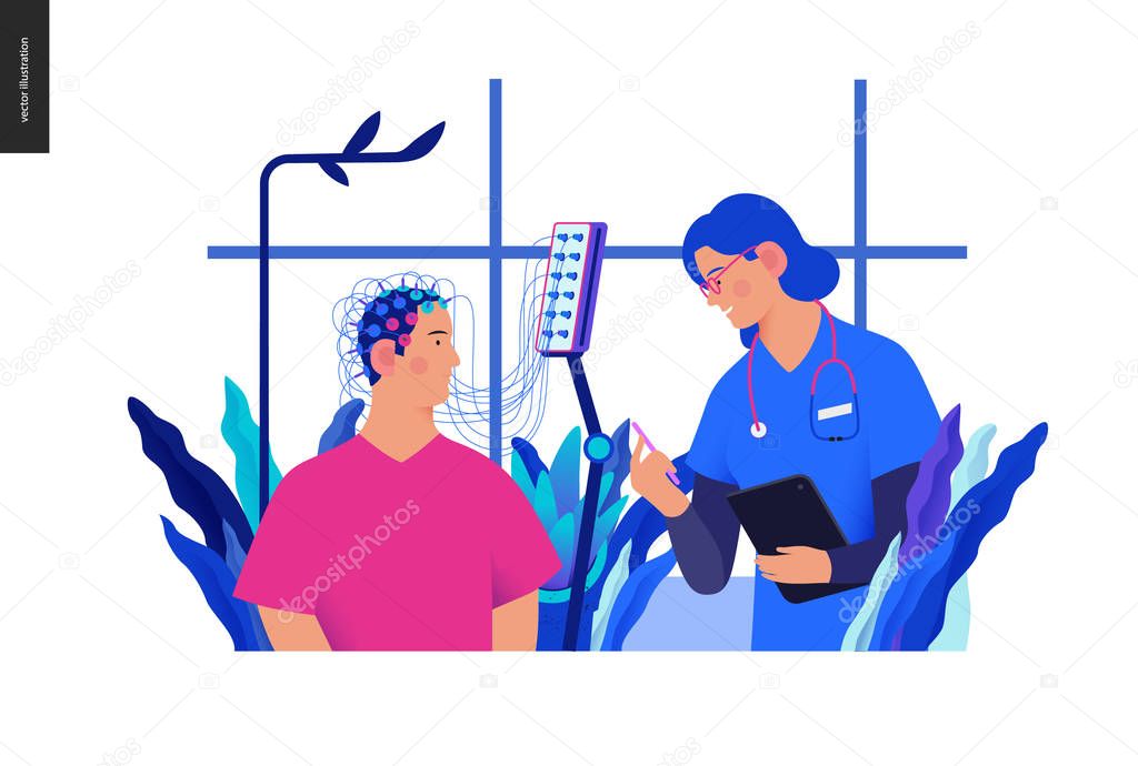 Medical tests illustration Blue- EEG