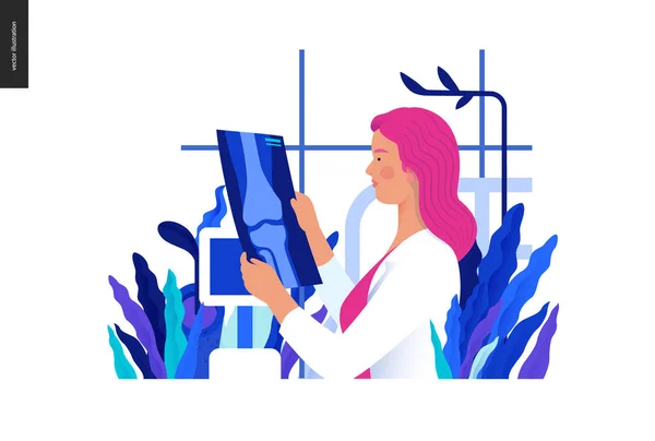 Medische tests blauwe illustratie-x-ray test — Stockvector