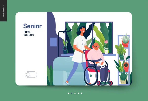 医療保険テンプレート – シニアホームサポート — ストックベクタ