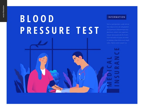 医学测试 蓝色模板 - 血压测试 — 图库矢量图片