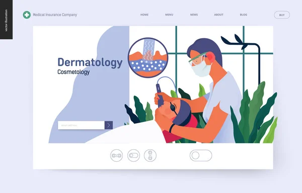 Dermatologia, cosmetologia - modelo de seguro médico —  Vetores de Stock