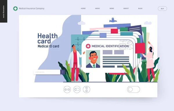 医療保険テンプレート - 医療IDカード、健康カード — ストックベクタ