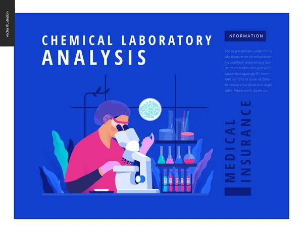医学测试 蓝色模板 - 化学实验室分析 — 图库矢量图片