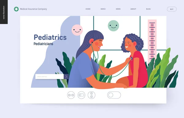 Pediatría - plantilla de seguro médico — Archivo Imágenes Vectoriales