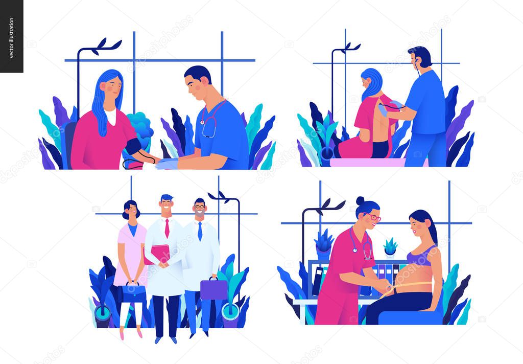 Set of medical insurance illustrations