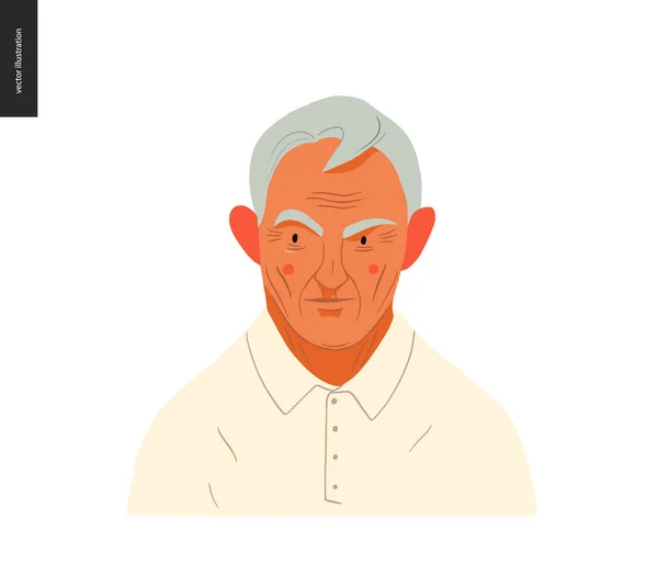 Retratos de personas reales - hombre de pelo gris — Vector de stock