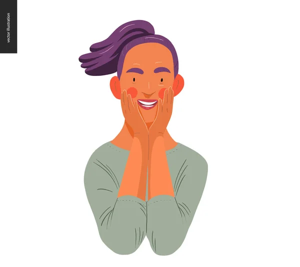 真实人物肖像 - 紫色头发的女人 — 图库矢量图片