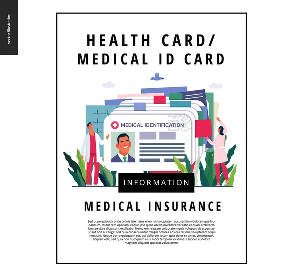 Szablon ubezpieczenia medycznego-dowód osobisty, Karta zdrowia — Wektor stockowy