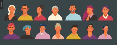 Gerçek insanlar portreler ayarlayın - erkek ve kadın