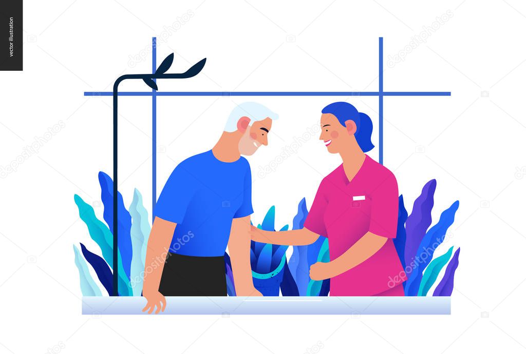 Medical insurance illustration - rehabilitation and physiotherapy
