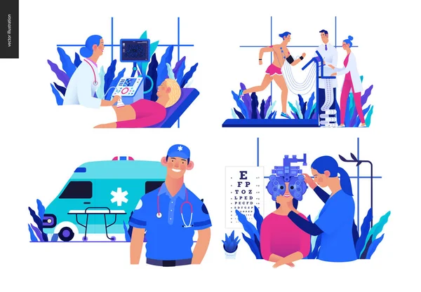 Ensemble d'illustrations d'assurance médicale — Image vectorielle