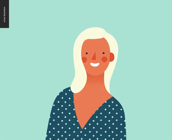 Bright mensen portret-jonge vrouw — Stockvector