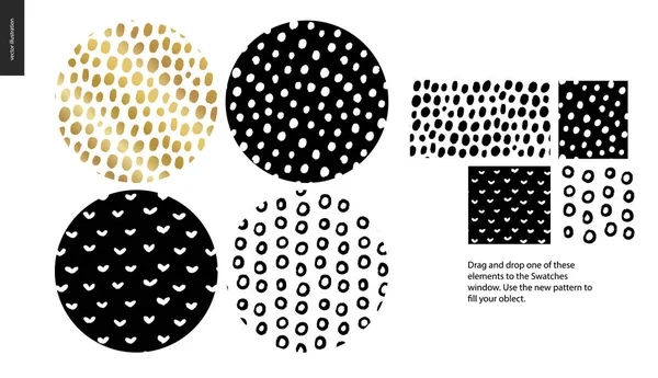Hand drawn Patterns - rounded — Stock Vector