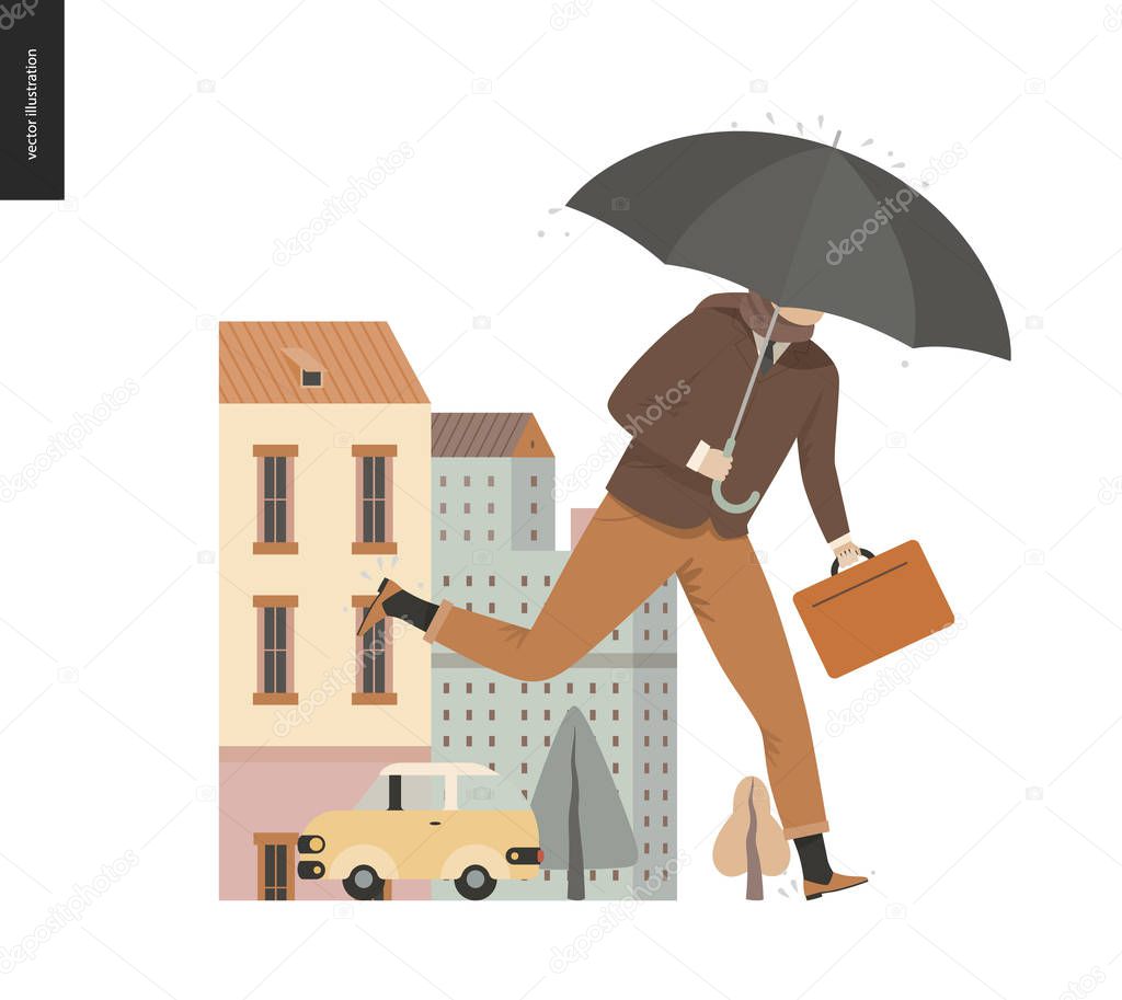 Rain - running businessman