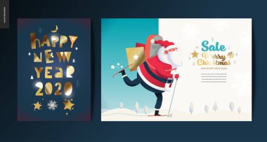 Mutlu Noeller ve Happy New Year tebrik kartları seti