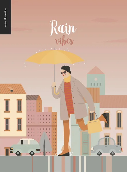 Άνθρωπος που τρέχει βροχή — Διανυσματικό Αρχείο