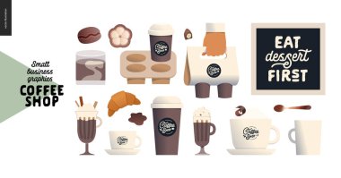 Kahve dükkanı - küçük işletme grafikleri - kahve