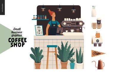 Kahve dükkanı - küçük işletme grafikleri - barista