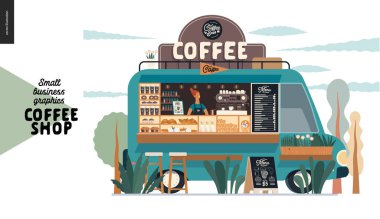 Kahve dükkanı - küçük işletme grafikleri - yemek kamyonu