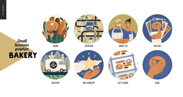 Bakery - small business graphics - web icons — 스톡 벡터