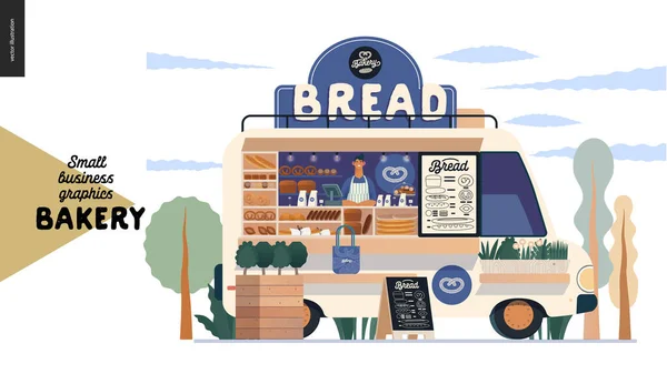 Bäckerei - Grafiken für kleine Unternehmen - Foodtruck — Stockvektor