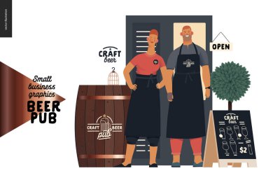 Bira fabrikası, zanaat bira barı - küçük işletme grafikleri - bar sahipleri