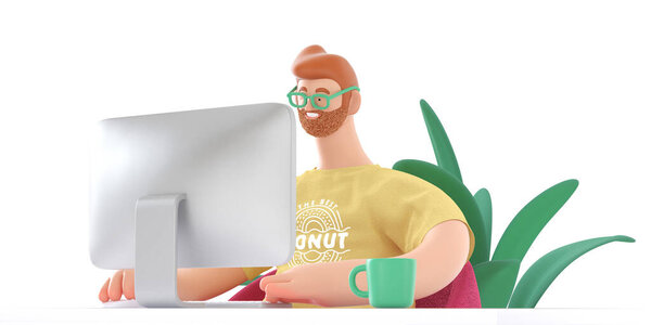 Home Office 3D illustartion