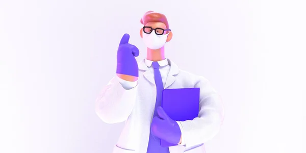 3D cartoon character medical doctor