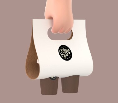 3D resimli kahve dükkanı