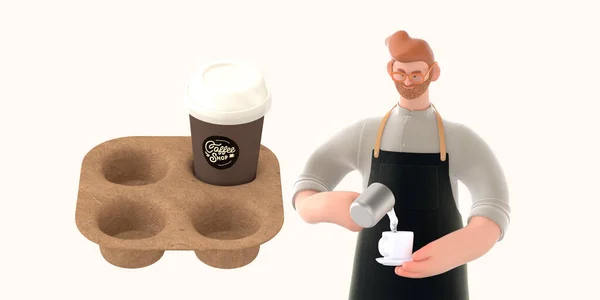 Koffie winkel 3D illusie — Stockfoto