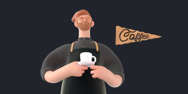 3D resimli kahve dükkanı