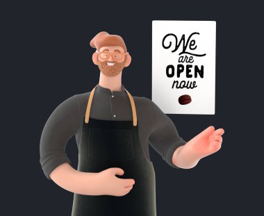 3D resimli kahve dükkanı