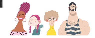 Parlak karakter portreleri ayarlandı