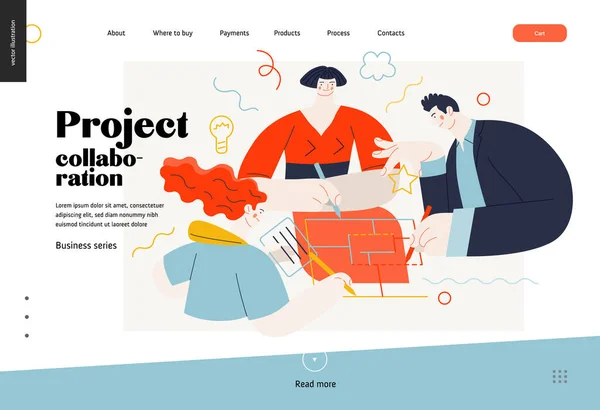 Geschäftsthemen - Projektzusammenarbeit, Web-Vorlage — Stockvektor